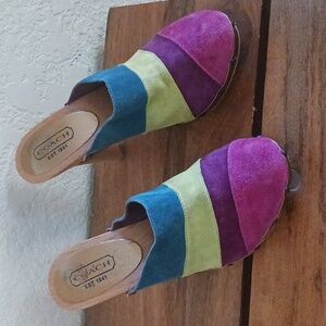 Y2k Coach Katy Suede Striped Mule Size 8.5